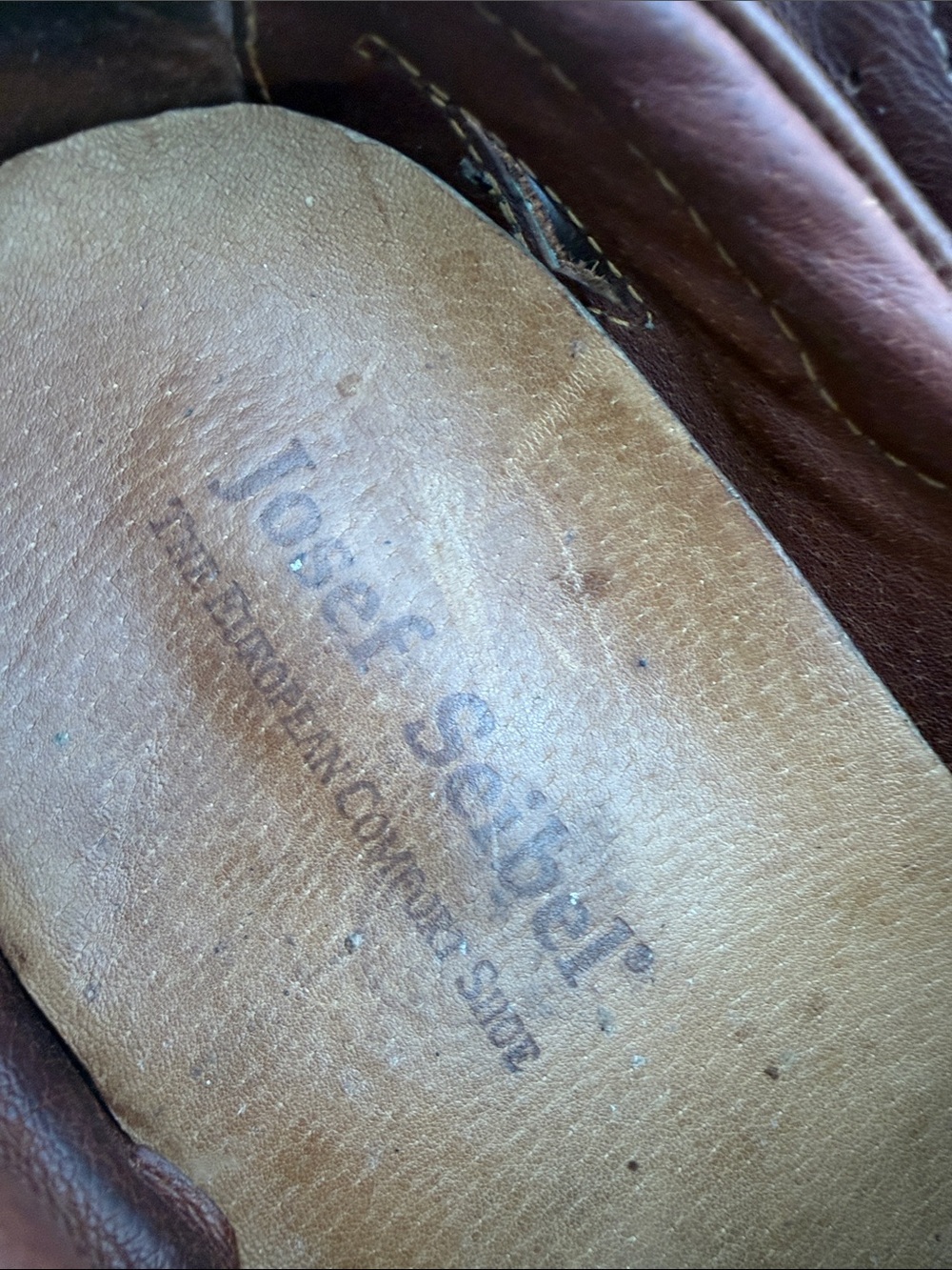 Josef Seibel Men  Dark Brown Leather Slip-On Fisherman 44 Loafers vintage retro - Picture 4 of 10